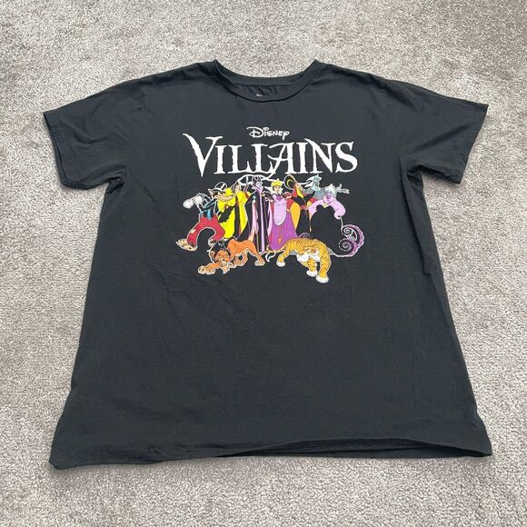 Disney Villains Graphic T-Shirt Women XL Black Crew Neck Short Sleeve Casual Tee - Picture 1 of 10